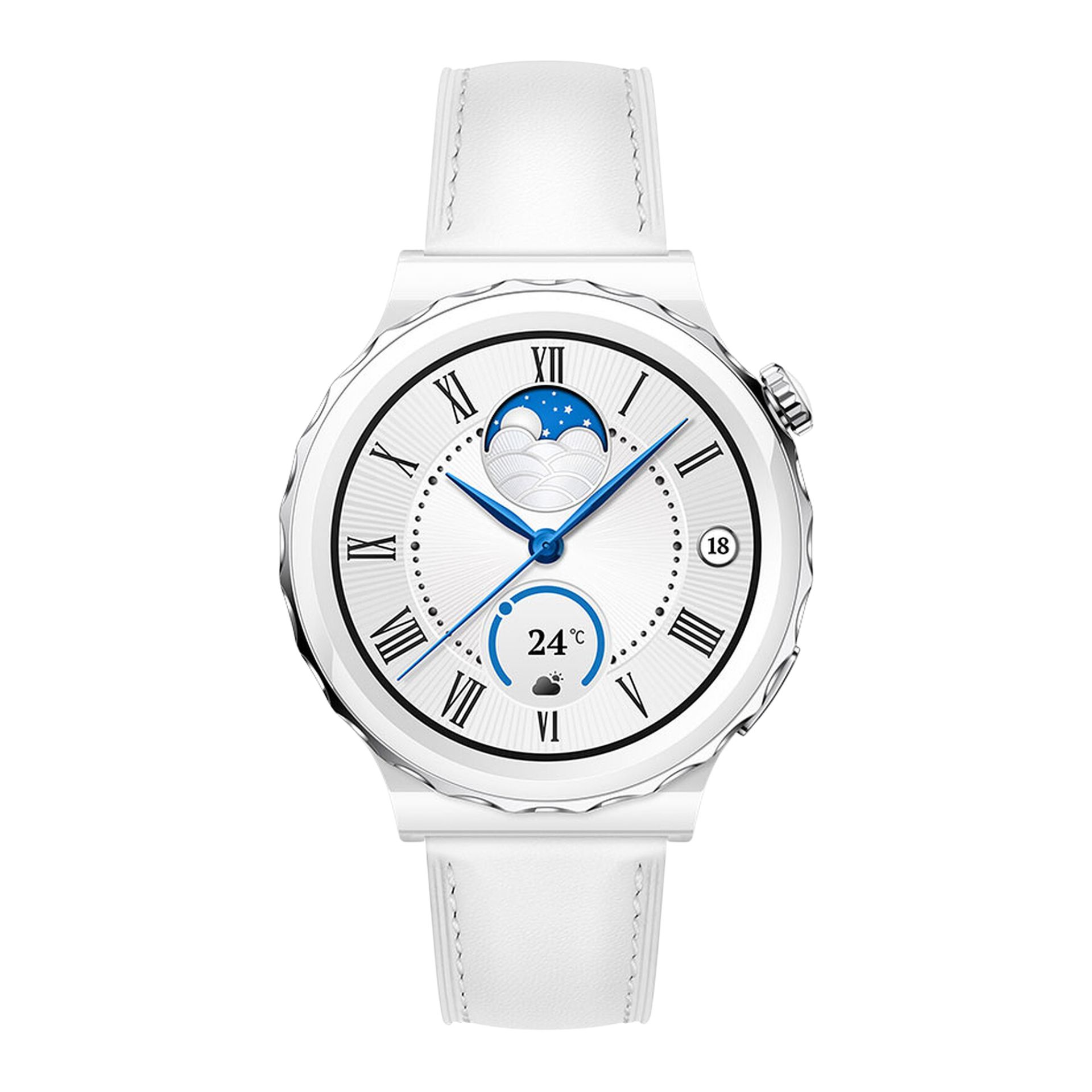 Watch GT3 Pro White Leather Strap White 43mm