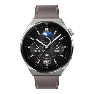 Watch GT3 Pro Titanium Leather Strap Gray 46mm