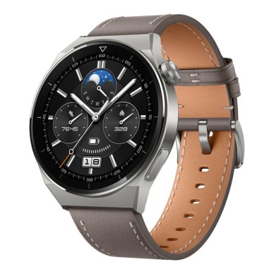 Watch GT3 Pro Titanium Leather Strap Gray 46mm